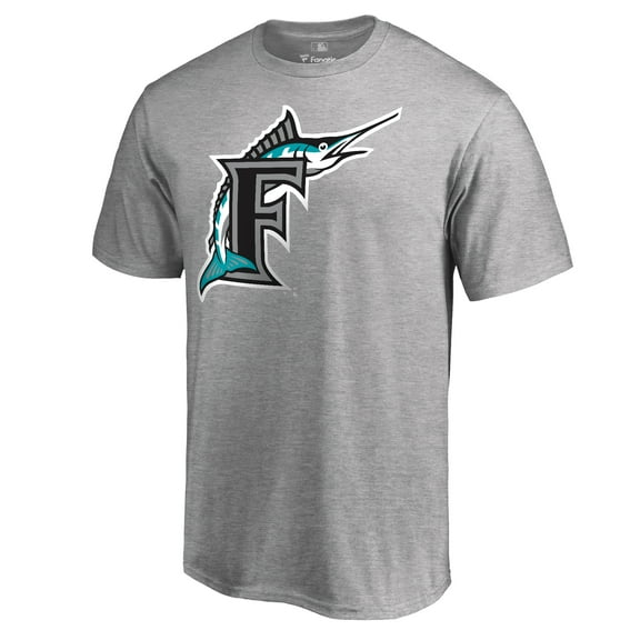 Men's Ash Miami Marlins Cooperstown Collection Forbes T-Shirt