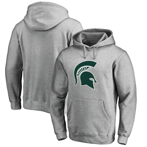 Men's Ash Michigan State Spartans Primary Team Logo Pullover Hoodie