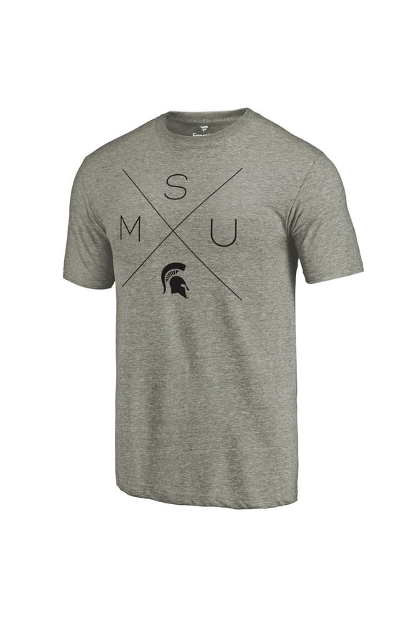Men's Ash Michigan State Spartans Quad Tri-Blend T-Shirt