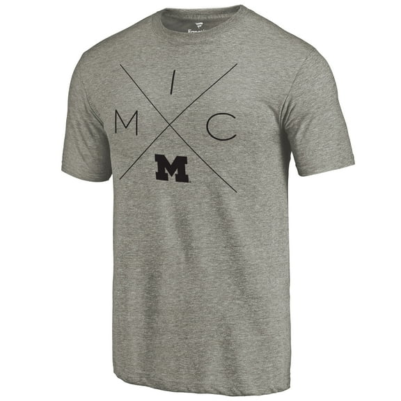 Men's Ash Michigan Wolverines Quad Tri-Blend T-Shirt
