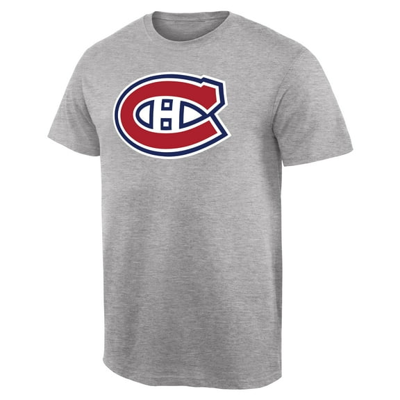 Men's Ash Montreal Canadiens Team Primary Logo T-Shirt