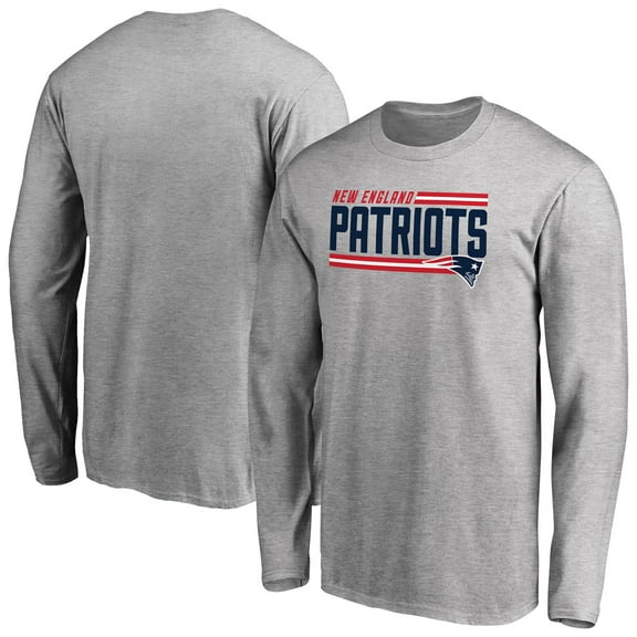 Men's Ash New England Patriots Iconic Collection On Side Stripe Long Sleeve T-Shirt