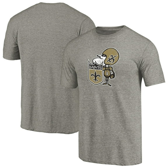 Men's Ash New Orleans Saints Throwback Logo Tri-Blend T-Shirt