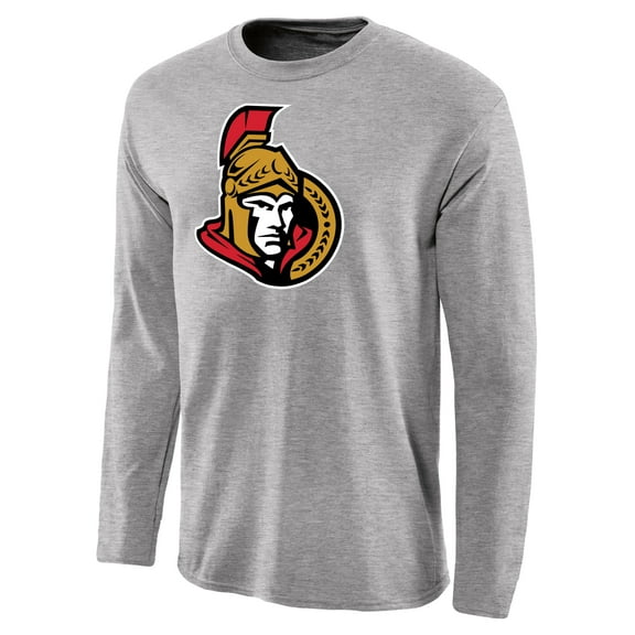 Men's Ash Ottawa Senators Team Primary Logo Long Sleeve T-Shirt