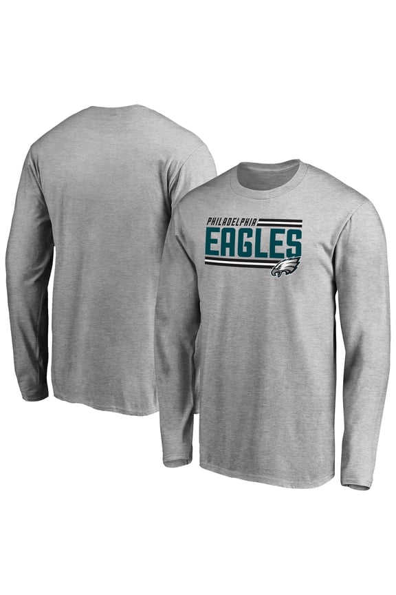 Men's Ash Philadelphia Eagles Iconic Collection On Side Stripe Long Sleeve T-Shirt