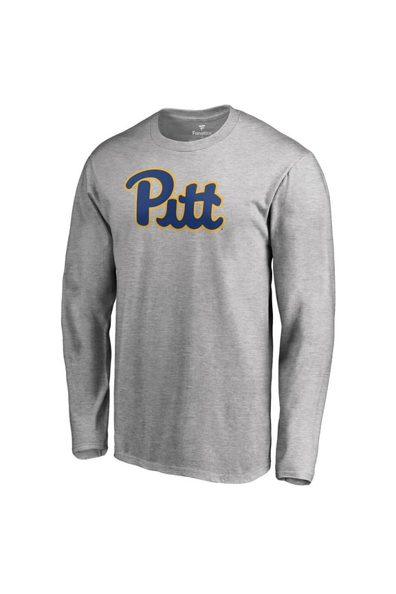 Men's Ash Pitt Panthers Primary Logo Long Sleeve T-Shirt