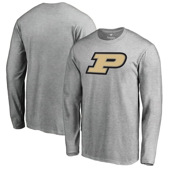 Men's Ash Purdue Boilermakers Primary Logo Long Sleeve T-Shirt