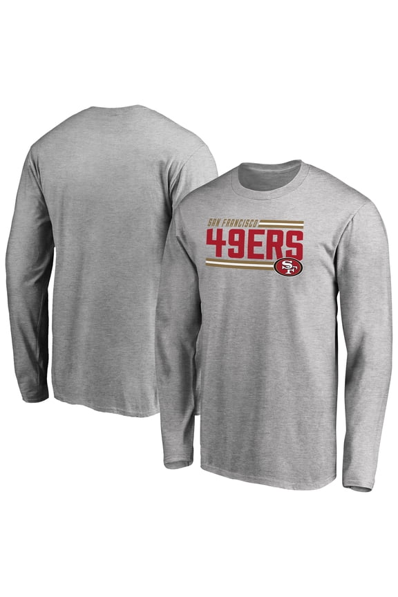 Men's Ash San Francisco 49ers Iconic Collection On Side Stripe Long Sleeve T-Shirt