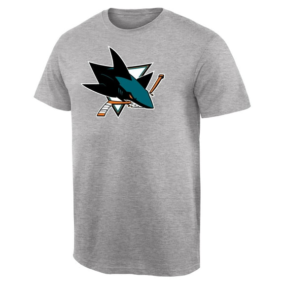 Men's Ash San Jose Sharks Team Primary Logo T-Shirt