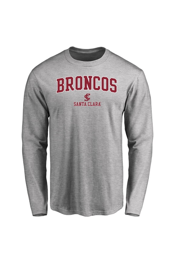 Men's Ash Santa Clara Broncos Proud Mascot Long Sleeve T-Shirt