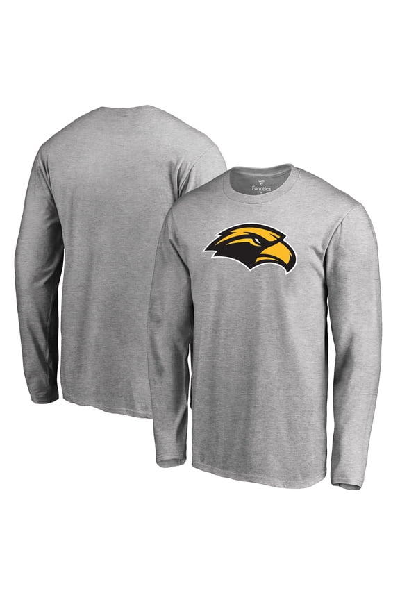 Men's Ash Southern Miss Golden Eagles Primary Logo Long Sleeve T-Shirt