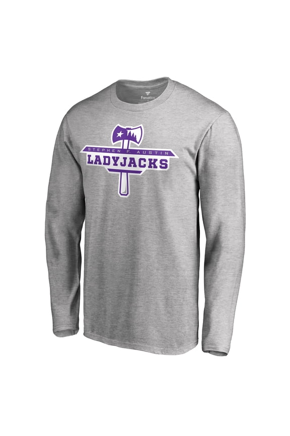 Men's Ash Stephen F Austin Lumberjacks Primary Logo Long Sleeve T-Shirt