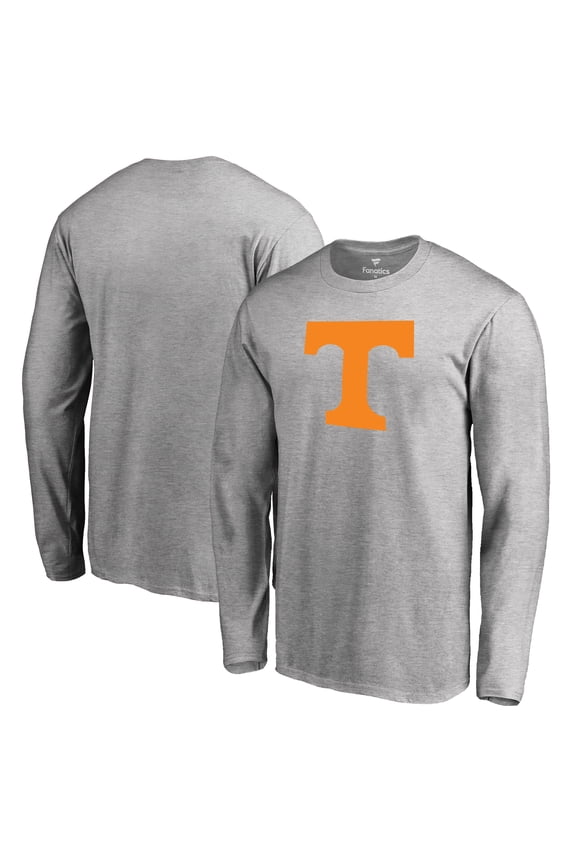 Men's Ash Tennessee Volunteers Primary Logo Long Sleeve T-Shirt