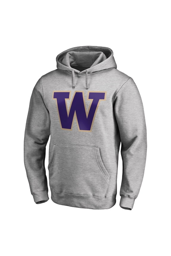 Men's Ash Washington Huskies Primary Team Logo Pullover Hoodie