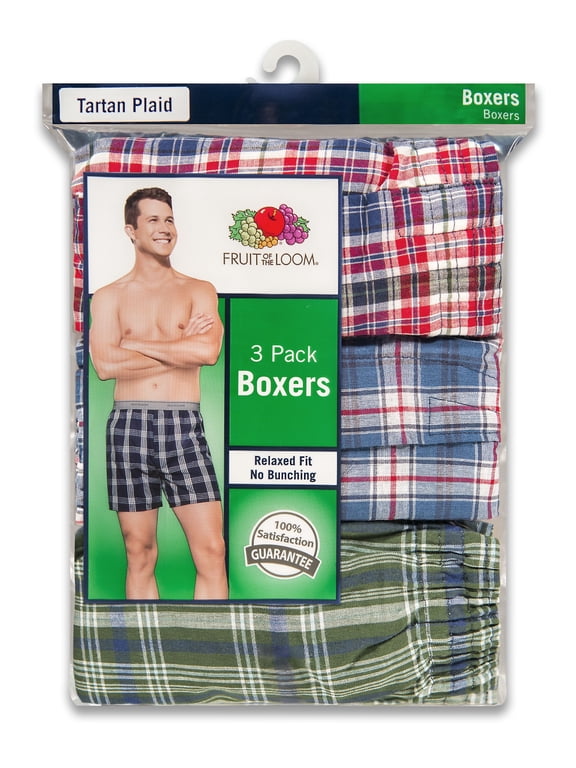 Men's Assorted Tartan Plaid Boxers, 3 Pack
