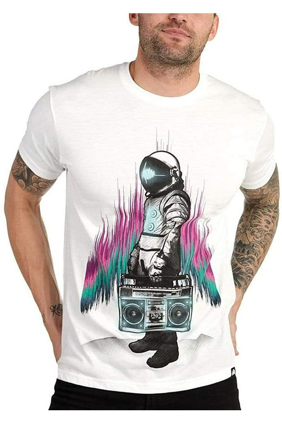 Men's AstroBlaster Graphic Tees for Men S - 4XL (White)