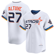 Men's Astros Baseball Team Jo_se_Altuve#27 Jersey_s Fans Gift Tee Classic Sports Short Sleeved Tops Embroidered Button-down Breathable Shirt