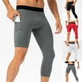 thumbnail image 1 of Men's Asymmetrical Compression Tights Single Leg Capri 7" Inseam Short Pants 3/4 Length Workout Bottoms Moisture Wicking Base Layer for Yoga Training with Pockets, 1 of 9