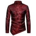 thumbnail image 1 of Men's Asymmetrical Paisley Shirts, Long Sleeve Button Down Casual Suit Shirts Slim Fit Formal Business Dress Shirts, 1 of 6