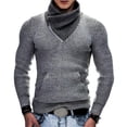 thumbnail image 1 of Men's Asymmetrical Zip Knit Sweater High Neck Long Sleeve Slim Fit Pullover, 1 of 7