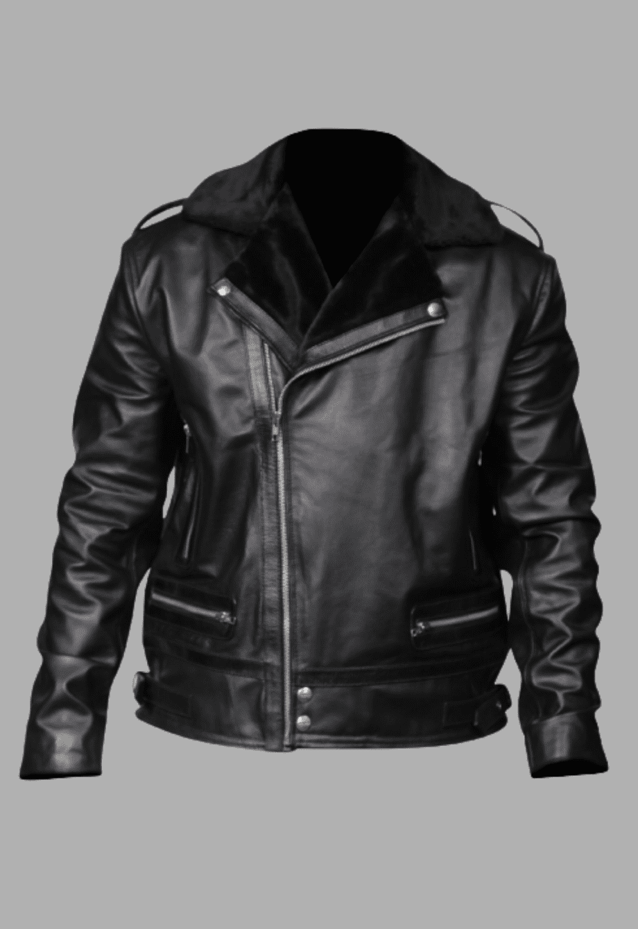 Menâ€™s Asymmetrical Zipper Black Fur Lined Jacket - Walmart.com