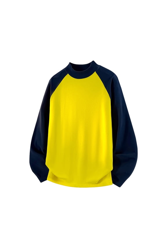 Men's Athleisure Sweatshirts Men's Solid Color Two Tone Slim High Neck Fleece Long Sleeve Plus Size Sweatshirt Base Layer Plus Size Comfortable Undershirt Casual Indoor Wear