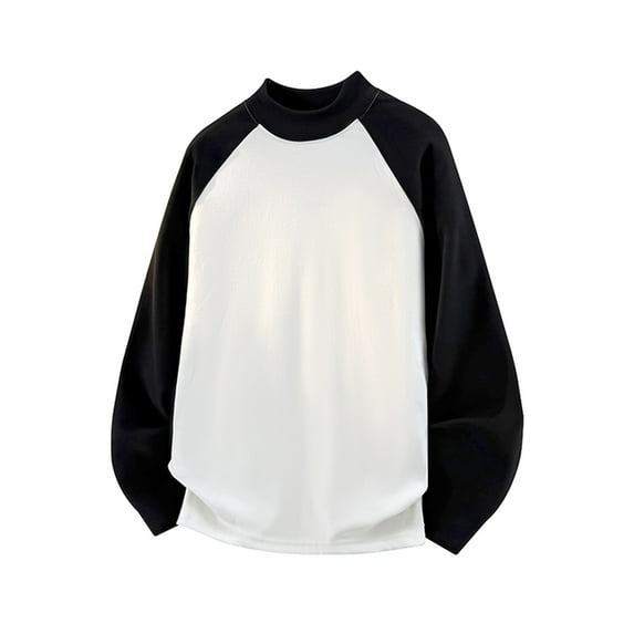 Men's Athleisure Sweatshirts Men's Solid Color Two Tone Slim High Neck Fleece Long Sleeve Plus Size Sweatshirt Base Layer Plus Size Comfortable Undershirt Casual Indoor Wear