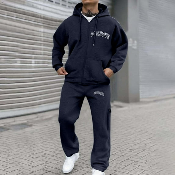 Men's Athletic 2 Pieces Tracksuit Sweatsuit Jogging Suits Full Zip Jacket Pants Outfits Track Suit for Jogging or Warm Up