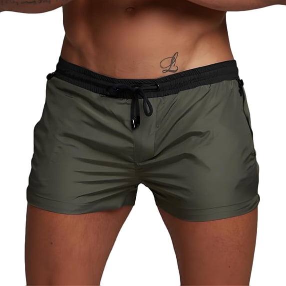Men's Athletic 3" Inseam Shorts Elastic Waist Drawstring Stretch Summer Lightweight Short Pants Outdoor Jogging Long Running Shorts
