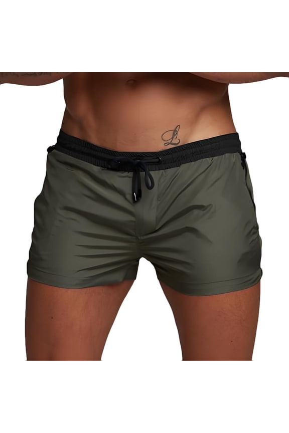 Men's Athletic 3" Inseam Shorts Elastic Waist Drawstring Stretch Summer Lightweight Short Pants Outdoor Jogging Long Running Shorts
