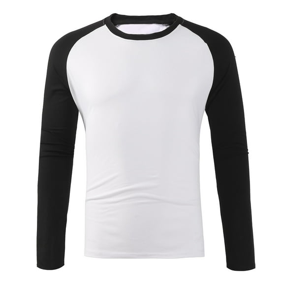 Men's Athletic Baseball Raglan Long Sleeve T Shirt Slim Fit Lightweight Workout Gym Casual Tee Top Mens T-Shirts Solid Color Sleeve Casual Crew Neck Basic Tees