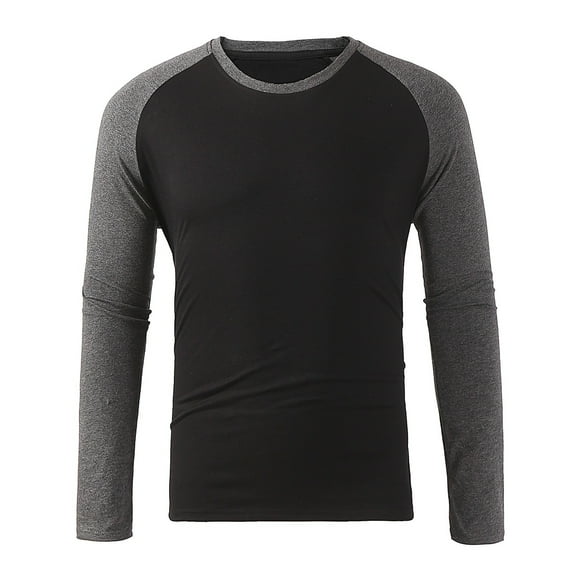 Men's Athletic Baseball Raglan Long Sleeve T Shirt Slim Fit Lightweight Workout Gym Casual Tee Top Mens T-Shirts Solid Color Sleeve Casual Crew Neck Basic Tees