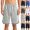 thumbnail image 1 of Men's Athletic Basketball Shorts, Elastic Waist Drawstring Loose Fit Sport Shorts, Breathable Quick‑Dry Mesh Performance Shorts With Trim Detail For Gym Training Running Workout Light Gray XL, 1 of 6