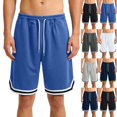 thumbnail image 1 of Men's Athletic Basketball Shorts, Elastic Waist Drawstring Loose Fit Sport Shorts, Breathable Quick‑Dry Mesh Performance Shorts With Trim Detail For Gym Training Running Workout Sky Blue 4XL, 1 of 6