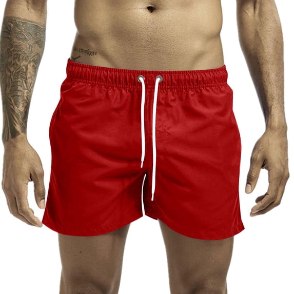 Men's Athletic Board Shorts 5" Inseam Mesh Lining Swim Trunks Summer Quick Dry Stretch Short Pants Beach Wear with Pockets for Surfing Swimming Cruise Pool Party