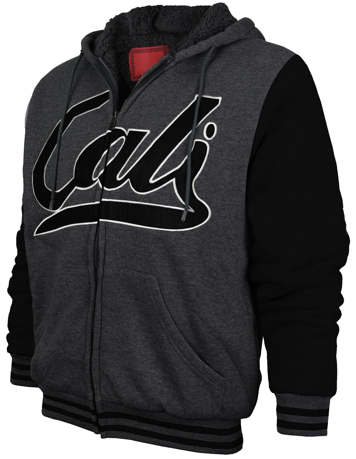 Men's Athletic California Sherpa Fleece Lined Cali Zip Up Hoodie