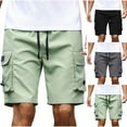 thumbnail image 1 of Men's Athletic Cargo Shorts 10" Inseam Knee Length Quick Dry Lightweight Short Pants Elastic Waist Drawstring Multi-Pocket for Training Running Summer Utility, 1 of 7