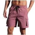 thumbnail image 1 of Men's Athletic Cargo Shorts 7" Inseam Pull-On Summer Quick Dry Performance Short Pants Elastic Waistband Drawstring Casual Lounge Shorts for Fishing & Hiking, 1 of 6
