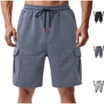 thumbnail image 1 of Men's Athletic Cargo Shorts 9" Inseam Jersey Style Short Sweat Pants with 4 Pockets Loose Fit for Workout Basketball Running Heathered Knee Length Activewear, 1 of 8