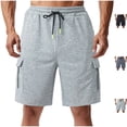 thumbnail image 1 of Men's Athletic Cargo Shorts 9" Inseam Jersey Style Short Sweat Pants with 4 Pockets Loose Fit for Workout Basketball Running Heathered Knee Length Activewear, 1 of 6