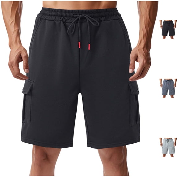 Men's Athletic Cargo Shorts 9" Inseam Jersey Style Short Sweat Pants with 4 Pockets Loose Fit for Workout Basketball Running Heathered Knee Length Activewear