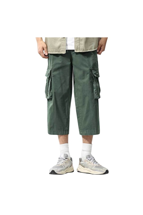 Men's Straight Cargo Shorts Lightweight 3/4 Long Shorts Classic Summer Short With Multi Pockets