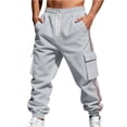 thumbnail image 1 of Men’s Athletic Cargo Sweatpants with Drawstring Waist Large Side Pockets Jogger Fit Striped Leg Casual Sportswear Pants, 1 of 5