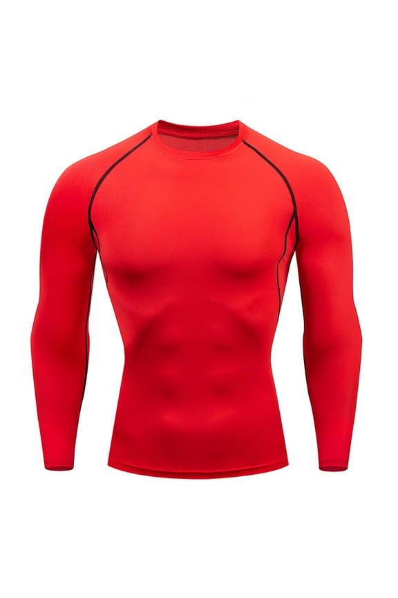 Men's Athletic Compression Long Sleeve Shirt for Fitness Running Gym Workout and Thermal Sports Performance