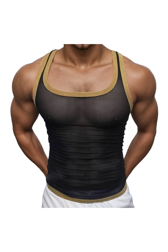 Men's Athletic Compression Mesh Tank Top Lightweight Breathable Sports Wear Performance Active Shirt for Workouts and Training