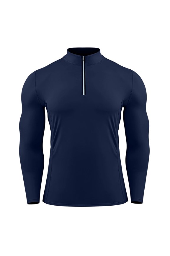 Men's Athletic Compression Shirt Running Shirts Long Sleeve Quarter-Zip Casual Slim Fit Mock Neck Basic Gym Tops