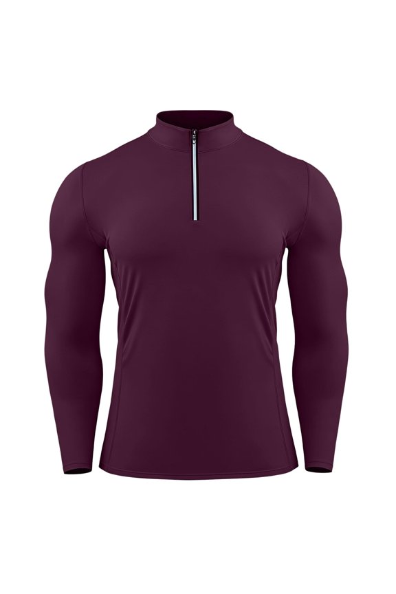 Men's Athletic Compression Shirt Running Shirts Long Sleeve Quarter-Zip Casual Slim Fit Mock Neck Basic Gym Tops