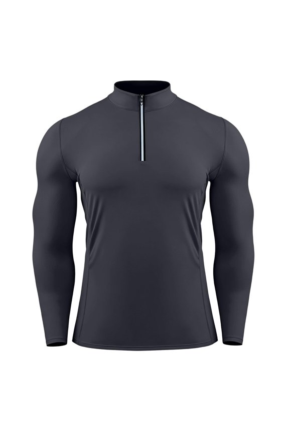 Men's Athletic Compression Shirt Running Shirts Long Sleeve Quarter-Zip Casual Slim Fit Mock Neck Basic Gym Tops