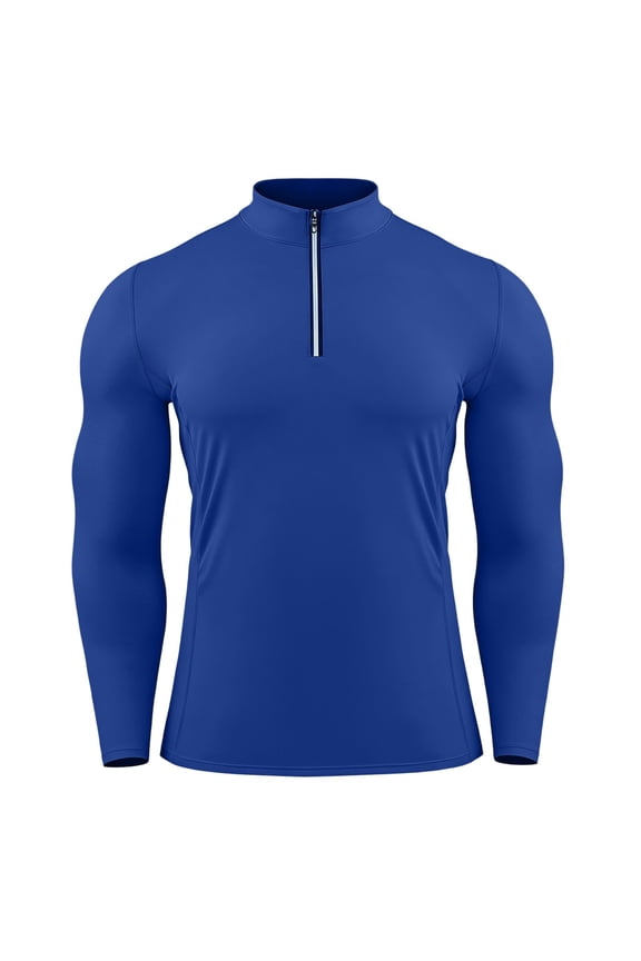 Men's Athletic Compression Shirt Running Shirts Long Sleeve Quarter-Zip Casual Slim Fit Mock Neck Basic Gym Tops
