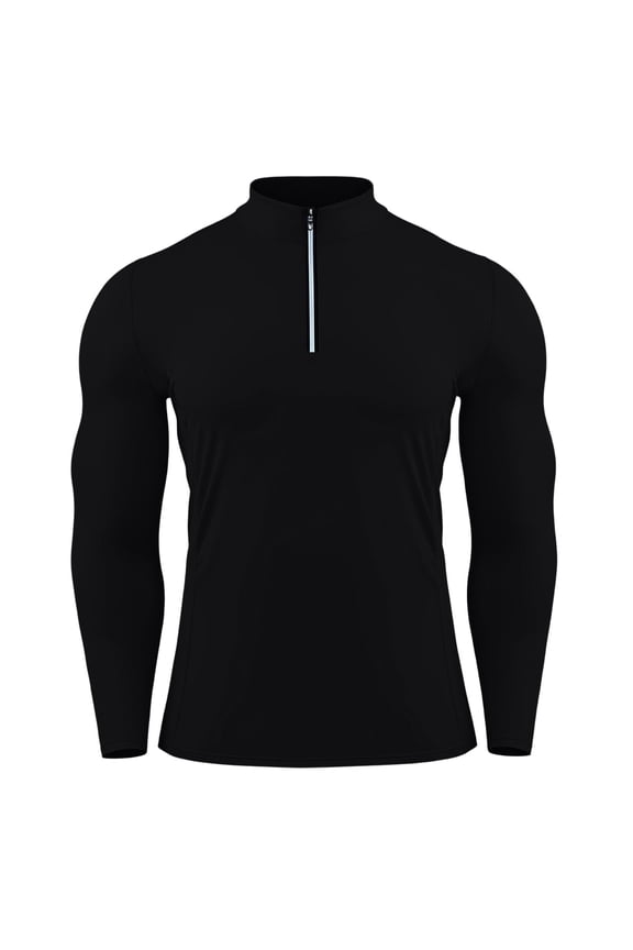 Men's Athletic Compression Shirt Running Shirts Long Sleeve Quarter-Zip Casual Slim Fit Mock Neck Basic Gym Tops